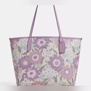 Coach City Tote Shoulder Bag With Floral Print